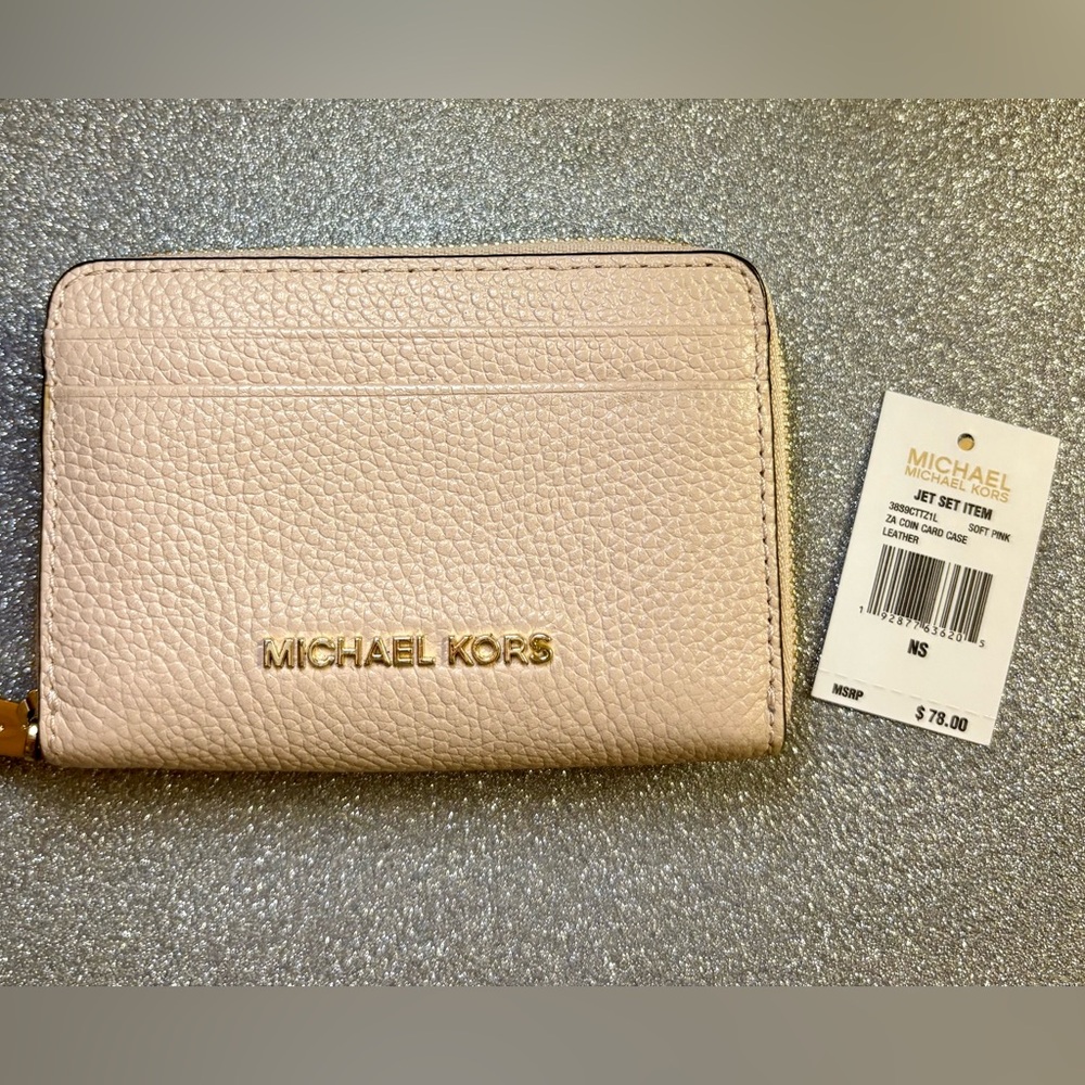 Michael Kors Blush Leather Wallet with Gold Accents